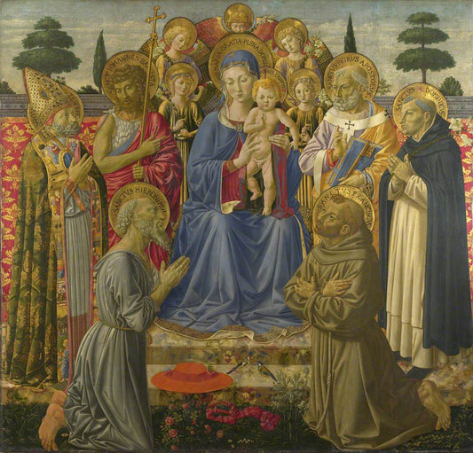 The Virgin and Child Entroned among Angels and Saints, vintage artwork by Benozzo Gozzoli, A3 (16x12") Poster Print