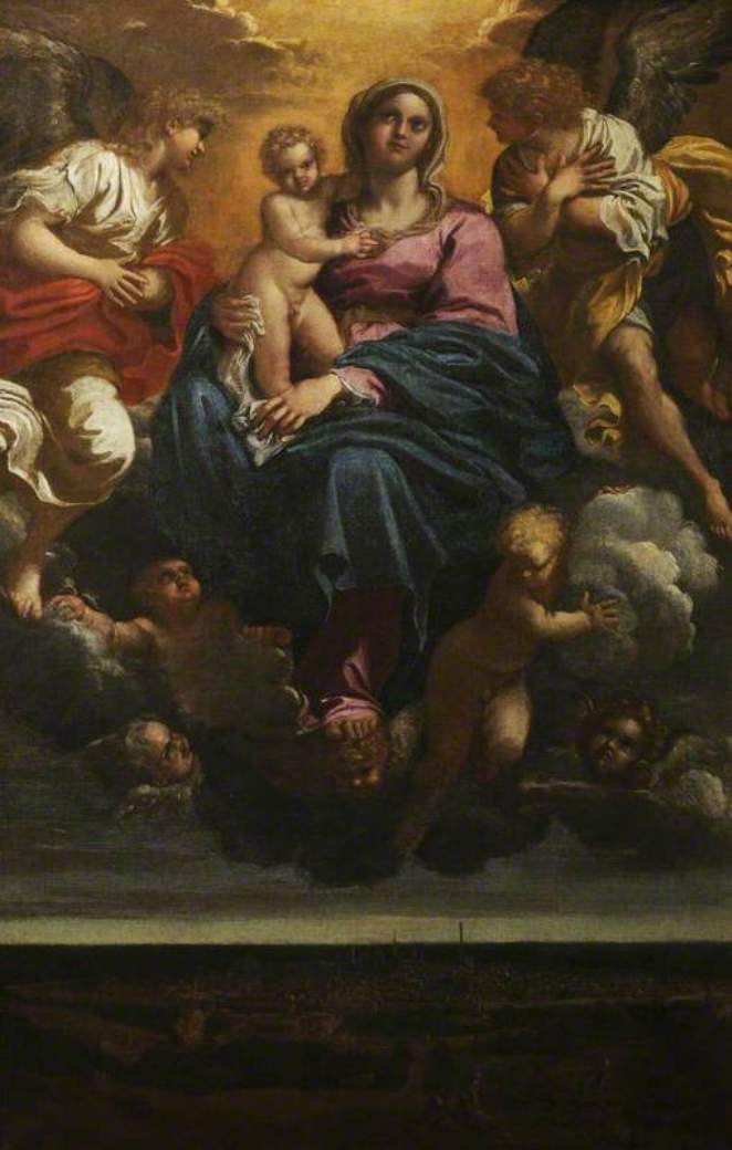 The Virgin and Child in the Clouds, vintage artwork by Annibale Carracci, A3 (16x12") Poster Print