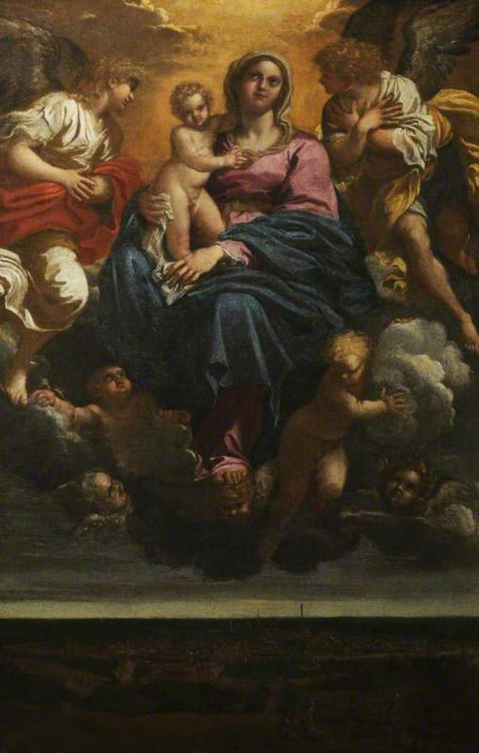 The Virgin and Child in the Clouds, vintage artwork by Annibale Carracci, A3 (16x12") Poster Print