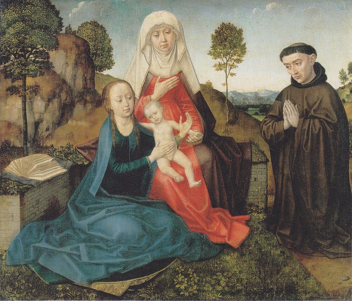 The Virgin and Child with a Franciscan Founder, vintage artwork by Hugo van der Goes, A3 (16x12") Poster Print