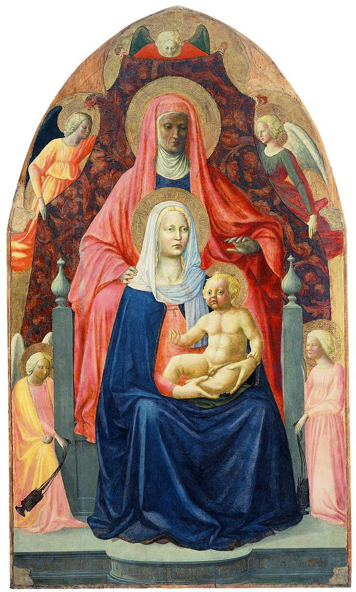 The Virgin and Child with Saint Anne and Angels, vintage artwork by Masaccio, A3 (16x12") Poster Print