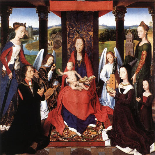The Virgin and Child with Saints and Donors [central panel], vintage artwork by Hans Memling, A3 (16x12") Poster Print