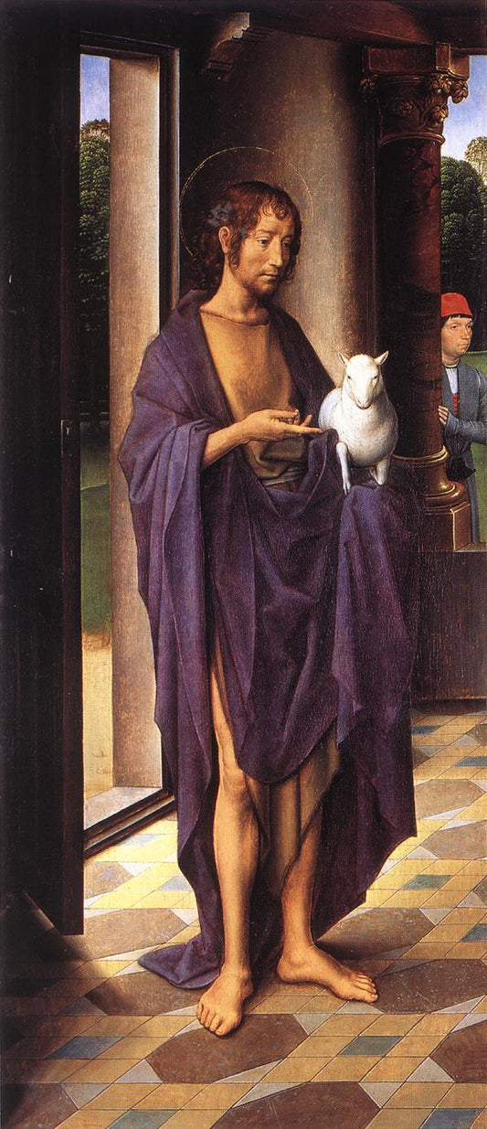 The Virgin and Child with Saints and Donors [left wing], vintage artwork by Hans Memling, A3 (16x12") Poster Print
