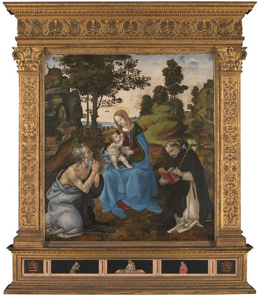 The Virgin and Child with Saints Gerome and Dominic, vintage artwork by Filippino Lippi, A3 (16x12") Poster Print
