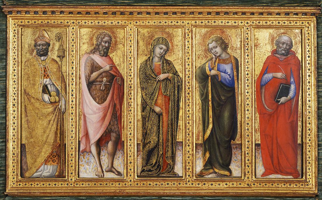 The Virgin and Four Saints, vintage artwork by Italian school 15th Century - Unknown, A3 (16x12") Poster Print