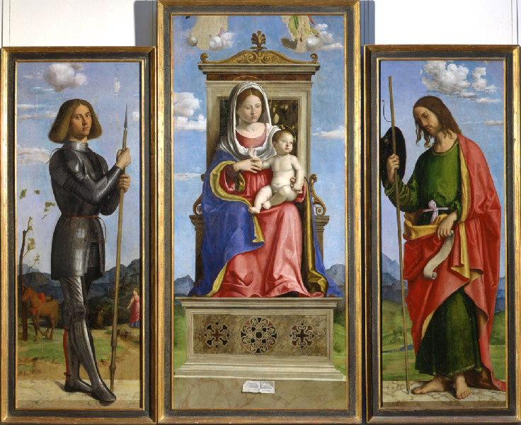 The Virgin and Infant Enthroned between Saints George and James, vintage artwork by Cima da Conegliano, A3 (16x12") Poster Print