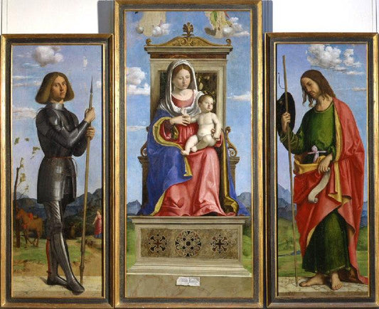 The Virgin and Infant Enthroned between Saints George and James, vintage artwork by Cima da Conegliano, A3 (16x12") Poster Print