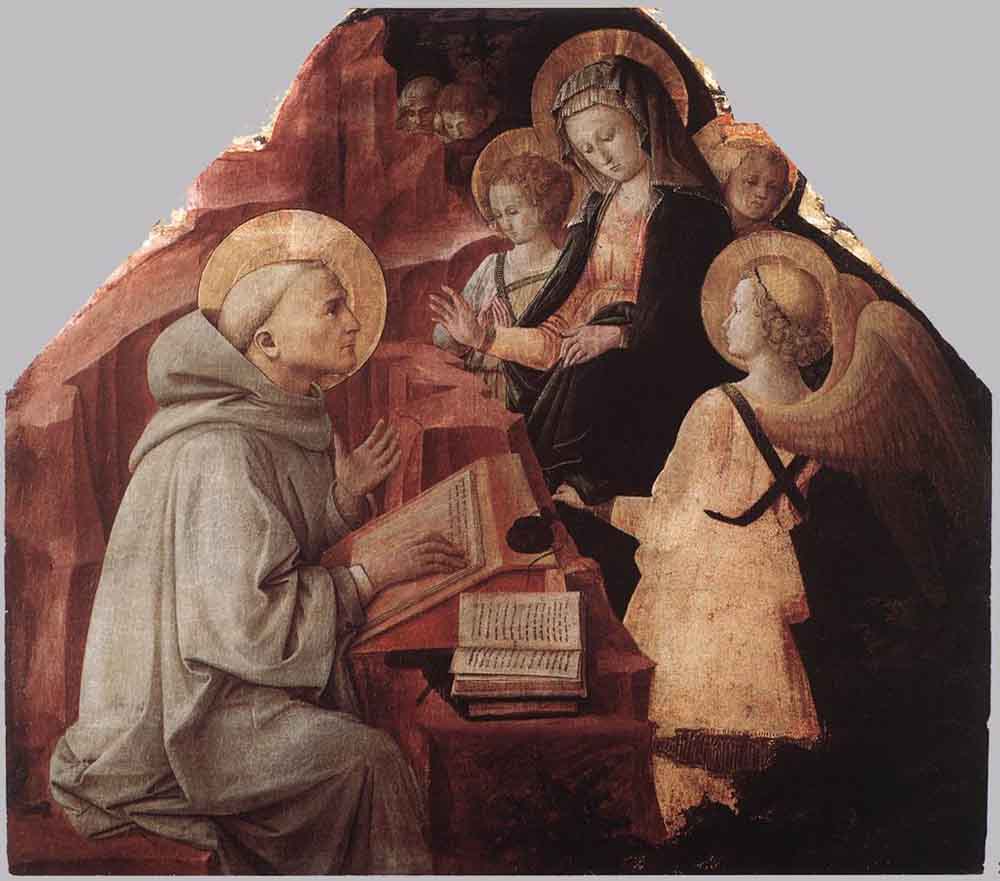 The Virgin Appears to St Bernard, vintage artwork by Fra Filippo Lippi, A3 (16x12") Poster Print