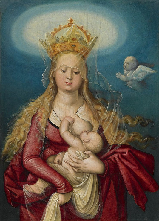 The Virgin as Queen of Heaven Suckling the Infant Christ, vintage artwork by Hans Baldung, A3 (16x12") Poster Print