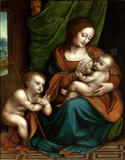 The Virgin Nursing the Child with St. John the Baptist in Adoration, vintage artwork by Giampietrino, A3 (16x12") Poster Print