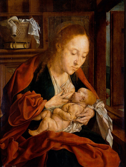The Virgin of the Milk, vintage artwork by Marinus van Reymerswaele, A3 (16x12") Poster Print