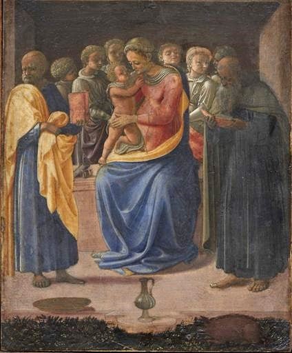 The Virgin with Two Saints and Angels, vintage artwork by Pesellino, A3 (16x12") Poster Print