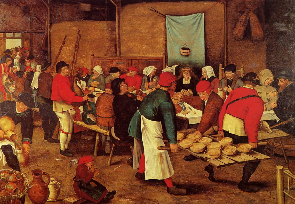 The Wedding Feast in a Barn, vintage artwork by Pieter Brueghel the Younger, A3 (16x12") Poster Print