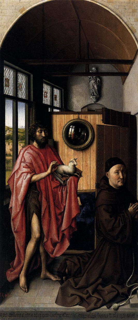 The Werl Altarpiece (Detail: left wing), vintage artwork by Robert Campin, A3 (16x12") Poster Print