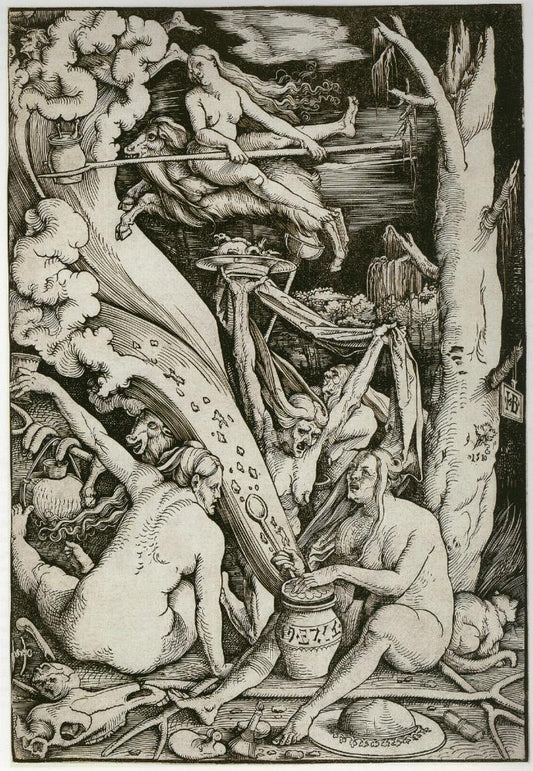 The Witches' Sabbath, vintage artwork by Hans Baldung, A3 (16x12") Poster Print