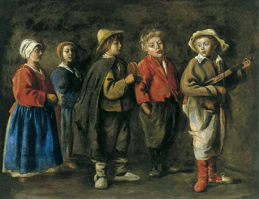 The Young Musicians, vintage artwork by Antoine Le Nain, 12x8" (A4) Poster