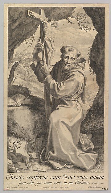 Theodor Verkruis , After Carlo Maratti:St. Francis , vintage artwork, 16x12"(A3) Poster Print