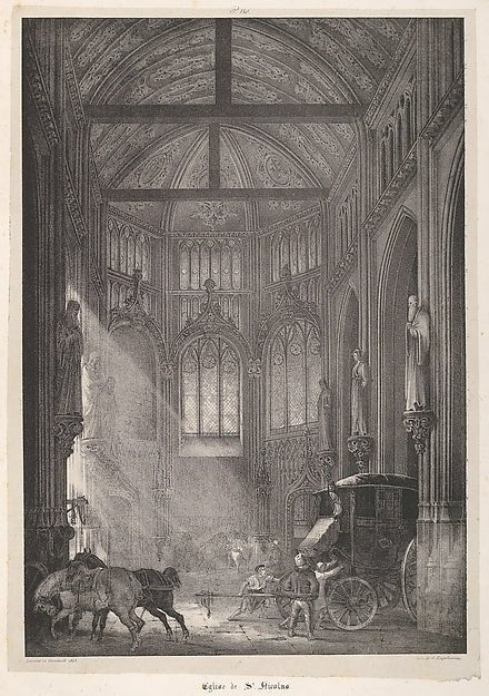 Théodore Gericault:L'Église de St. Nicolas 1823, vintage artwork, 16x12"(A3) Poster Print