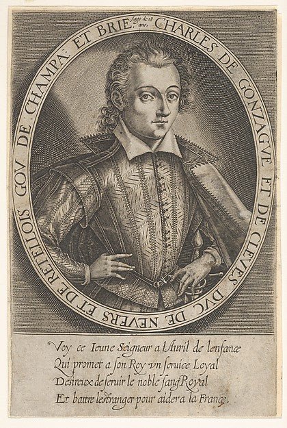 Thomas de Leu:Charles of Gonzague and of Cleves Duke of Nevers and of Retellois Governor of Champagne and Brie at age eighteen 16th–17th Century, vintage artwork, 16x12"(A3) Poster Print