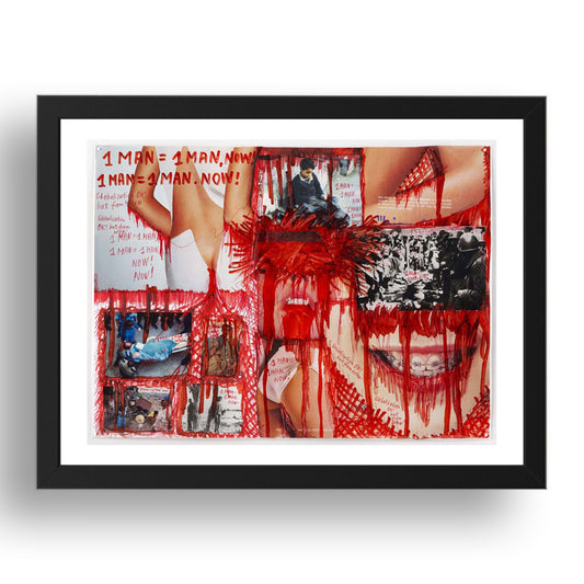 Thomas Hirschhorn: Series 1 Man=1 Man (2), modernist artwork, A3 Size Reproduction Poster Print in 17x13" Black Frame