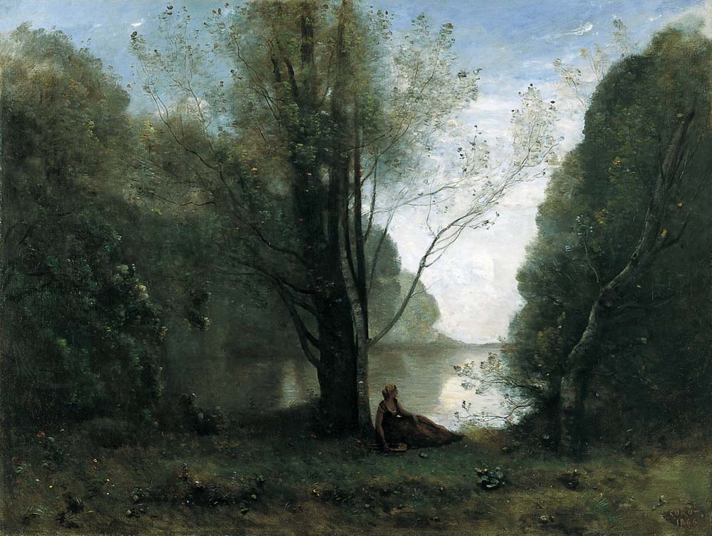 the solitude by Jean-Baptiste-Camille Corot, 12x8" (A4) Poster