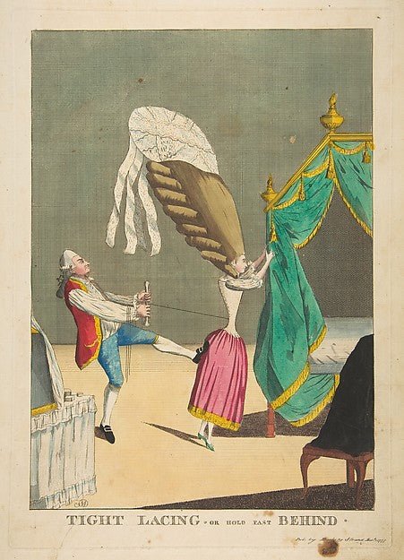 Tight Lacing or Hold Fast Behind March 1, 1777-Matthew Darly ,, vintage art, A3 (16x12") Poster Print