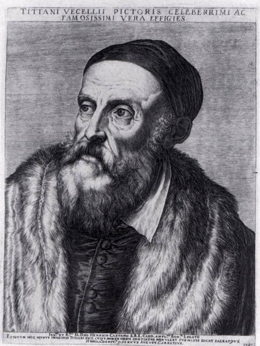 Titian, vintage artwork by Agostino Carracci, A3 (16x12") Poster Print