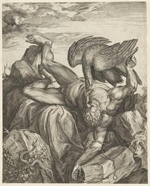 Titus (or Prometheus) After Titian, vintage artwork by Cornelis Cort, A3 (16x12") Poster Print