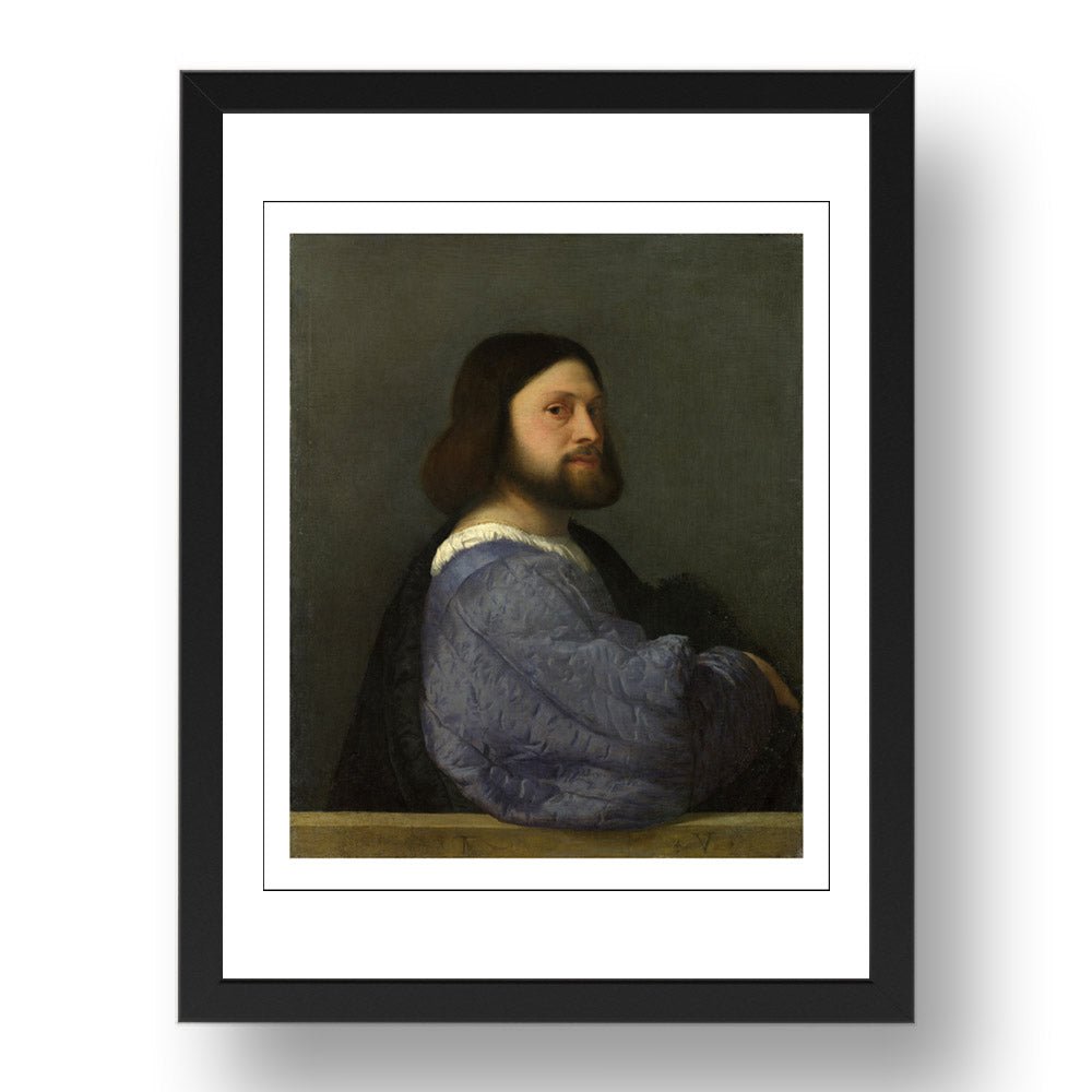 Tiziano Vecelli - (Titian)A Man With A Quilted Sleeve [1509], vintage artwork in A3 (17x13") Black Frame