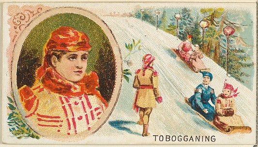 :Tobogganing from the Games and Sports series for Old Judge Cigarettes 1889, vintage artwork, 16x12"(A3) Poster Print