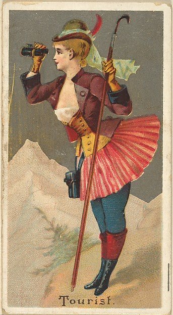 :Tourist from the Occupations for Women series for Old Judge and Dogs Head Cigarettes 1887, vintage artwork, 16x12"(A3) Poster Print
