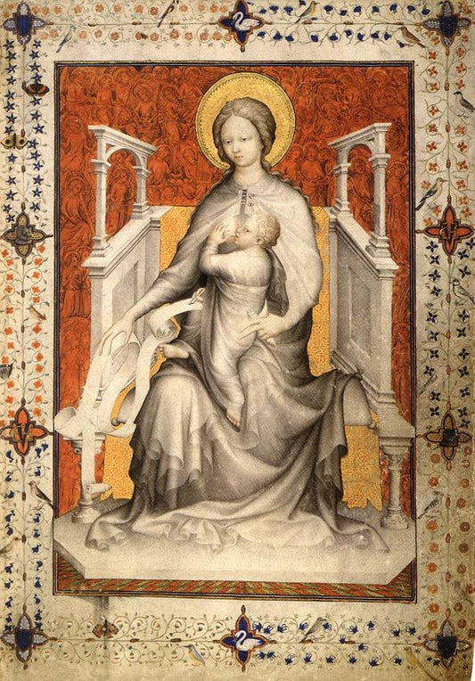 Très Belles Heures de Bruxelles ~ Virgin and Child, vintage artwork by Jacquemart de Hesdin, A3 (16x12") Poster Print