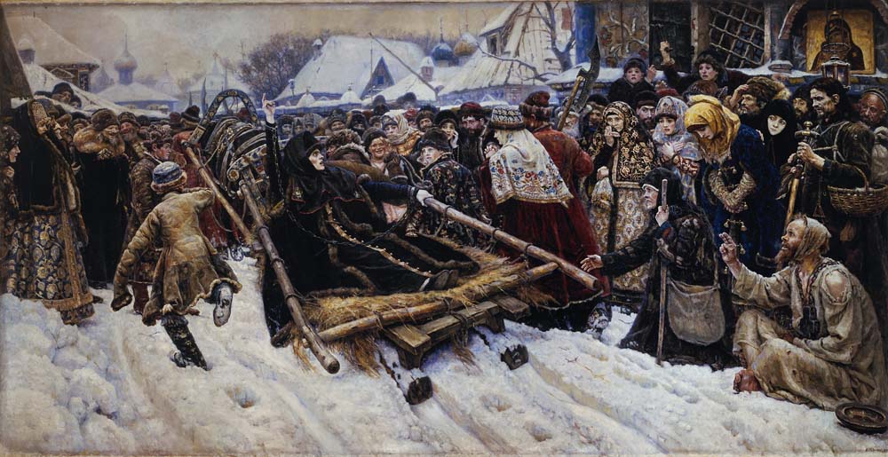 boyarina morozova by V. Surikov, 1887, 12x8" (A4) Poster