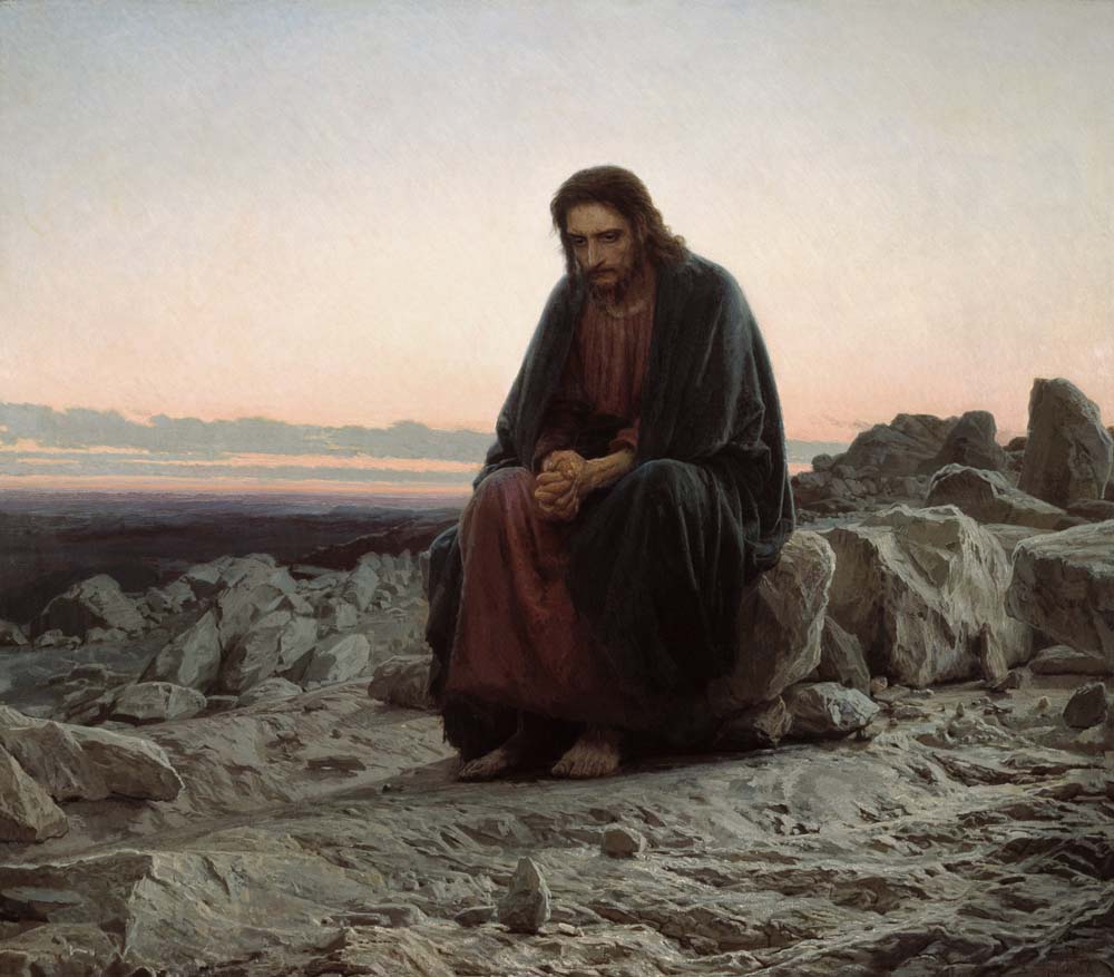 christ in the wilderness by Ivan Kramskoy, 12x8" (A4) Poster