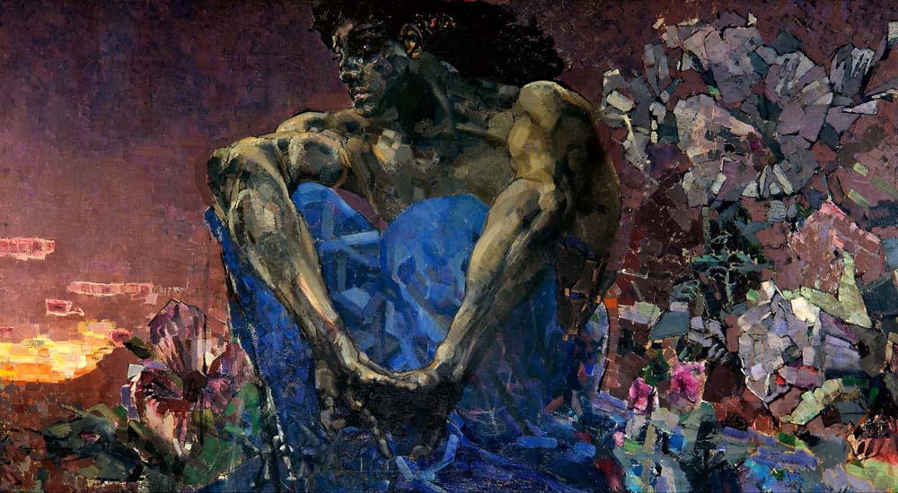demon (sitting) by Mikhail Vrubel, 1890, 12x8" (A4) Poster