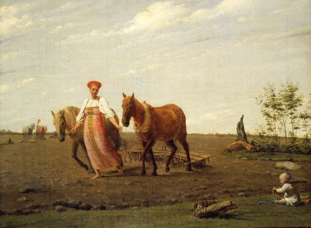 in the ploughed field spring by A. Venetsianov, 12x8" (A4) Poster