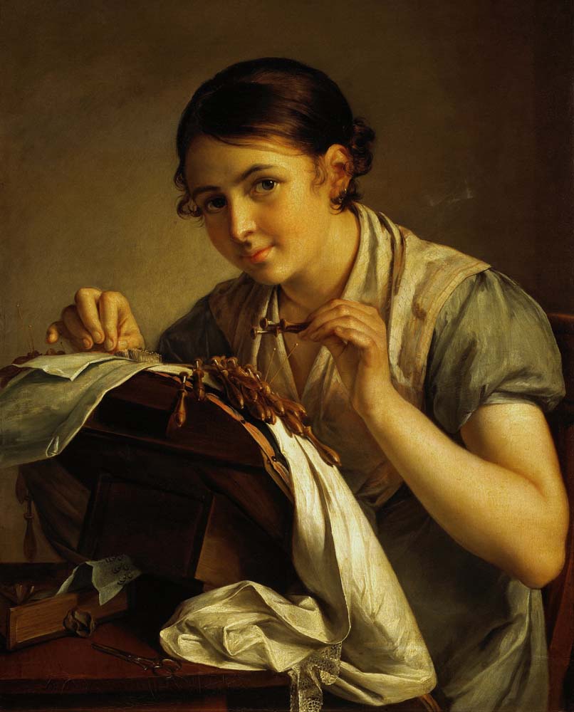 lace maker by Vasily Tropinin, 1823, 12x8" (A4) Poster