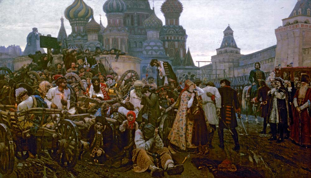 morning of the execution of streltsy by V. Surikov, 12x8" (A4) Poster