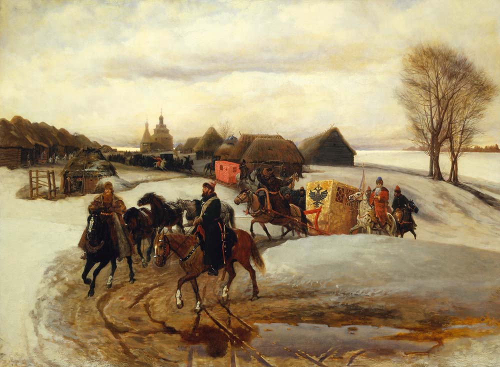 spring pilgrimage of tsarina by V. Schvarts, 12x8" (A4) Poster