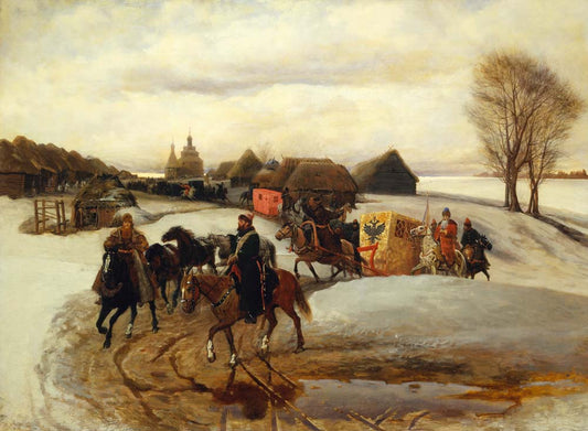 spring pilgrimage of tsarina by V. Schvarts, 12x8" (A4) Poster