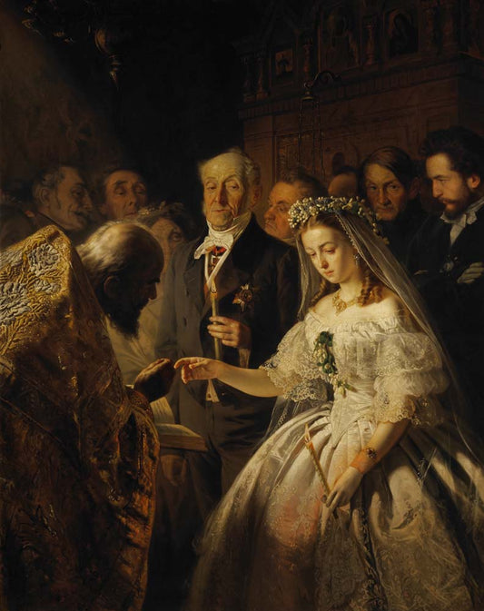the unequal marriage by Vasily Pukirev, 1862, 12x8" (A4) Poster