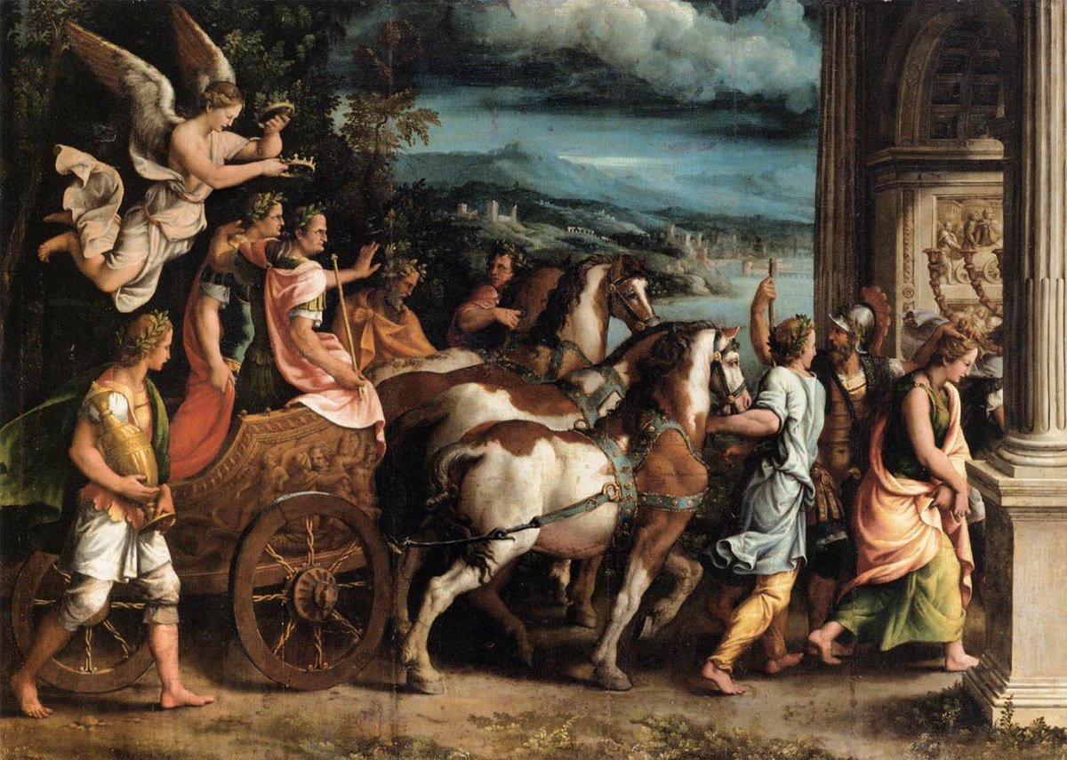 Trimuph of Titus and Vespasia by Giulio Romano, vintage art, modern poster print