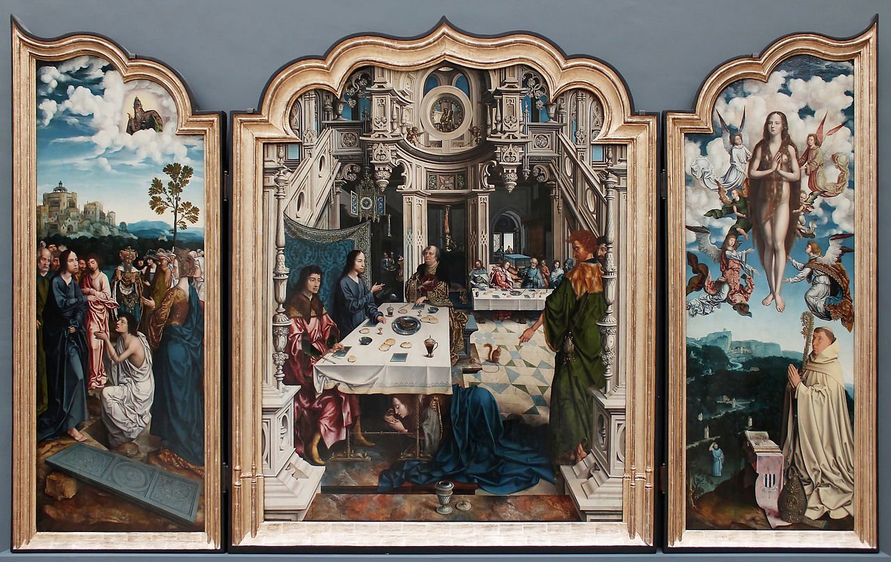 Triptyc of the Abbey of Dielegem, vintage artwork by Jan van Dornicke, A3 (16x12") Poster Print