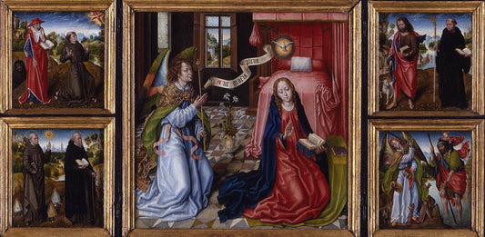 Triptych of the Annunciation, vintage artwork by Master of the legend of St Ursula, A3 (16x12") Poster Print