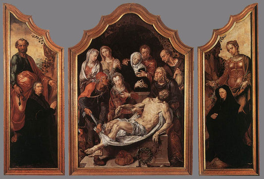 Triptych of the Entombment, vintage artwork by Maerten van Heemskerck, A3 (16x12") Poster Print