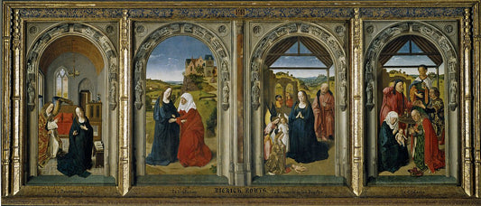 Triptych of the Life of the Virgin, vintage artwork by Dieric Bouts, A3 (16x12") Poster Print