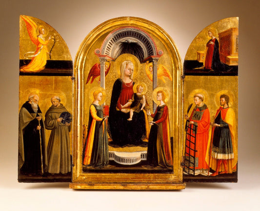 Triptych of the Madonna and Child with Saints, vintage artwork by Neri di Bicci, A3 (16x12") Poster Print