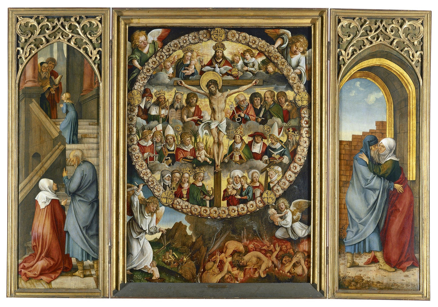 Triptych of the Rosary, vintage artwork by Hans Süss von Kulmbach, A3 (16x12") Poster Print