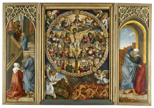 Triptych of the Rosary, vintage artwork by Hans Süss von Kulmbach, A3 (16x12") Poster Print