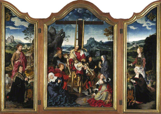 Triptych: The Deposition from the Cross, vintage artwork by Joos van Cleve, A3 (16x12") Poster Print